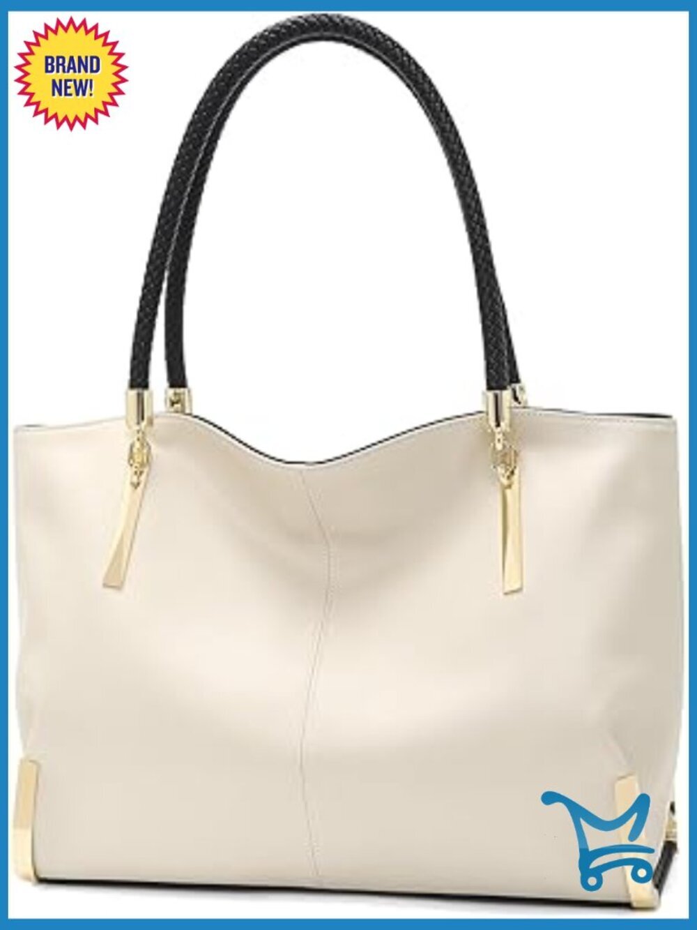 Large Genuine Leather Tote Bag with Multiple Pockets for Work and Daily Use